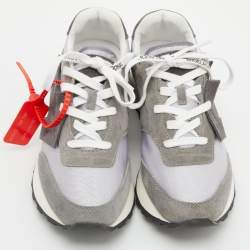 Pre Owned Off-White Grey/Silver Suede and Fabric Arrow Low Top Sneakers Size 39