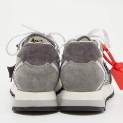 Pre Owned Off-White Grey/Silver Suede and Fabric Arrow Low Top Sneakers Size 39