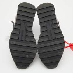 Pre Owned Off-White Grey/Silver Suede and Fabric Arrow Low Top Sneakers Size 39