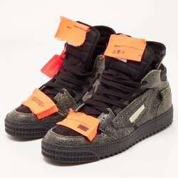 مملوكة مسبقًا Off-White Black Suede and Textured Leather Off-Court 3.0 High Top Sneakers Size 41