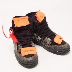 مملوكة مسبقًا Off-White Black Suede and Textured Leather Off-Court 3.0 High Top Sneakers Size 41