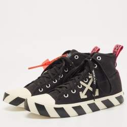 Pre Owned Off White Black Canvas High Top Arrow Sneakers Size 43