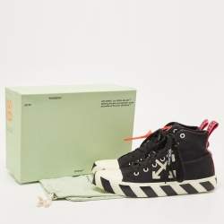 Pre Owned Off White Black Canvas High Top Arrow Sneakers Size 43
