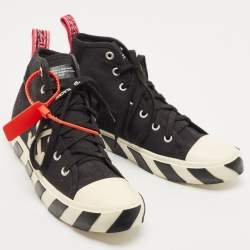 Pre Owned Off White Black Canvas High Top Arrow Sneakers Size 43