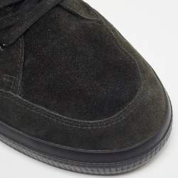 Pre Owned Off-White Black/Yellow Suede and Coated Canvas Vulcanized Sneakers Size 44