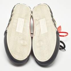 Pre Owned Off-White Black/Yellow Suede and Coated Canvas Vulcanized Sneakers Size 44