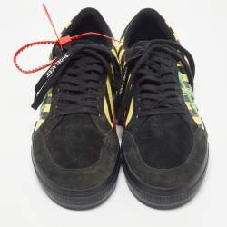 Pre Owned Off-White Black/Yellow Suede and Coated Canvas Vulcanized Sneakers Size 44
