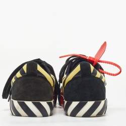 Pre Owned Off-White Black/Yellow Suede and Coated Canvas Vulcanized Sneakers Size 44