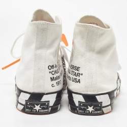 Pre Owned Converse x Off-White White Canvas High Top Trainers Sneakers Size 44.5