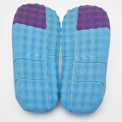 Pre Owned Off-White Blue Rubber Meteor Platform Mules Size 45