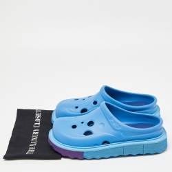 Pre Owned Off-White Blue Rubber Meteor Platform Mules Size 45