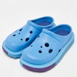 Pre Owned Off-White Blue Rubber Meteor Platform Mules Size 45