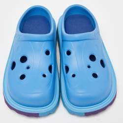 Pre Owned Off-White Blue Rubber Meteor Platform Mules Size 45