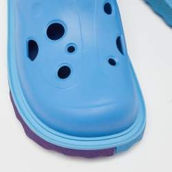 Pre Owned Off-White Blue Rubber Meteor Platform Mules Size 45