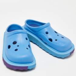 Pre Owned Off-White Blue Rubber Meteor Platform Mules Size 45