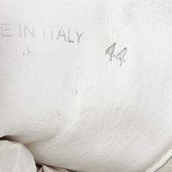 Pre Owned Off-White White/Green Canvas and Leather Vulcanized Sneakers Size 44