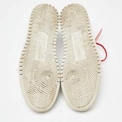 Pre Owned Off-White White/Green Canvas and Leather Vulcanized Sneakers Size 44