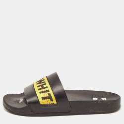 Off-White Black/Yellow Nylon Industrial Belt Slides Size 41