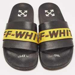 Off-White Black/Yellow Nylon Industrial Belt Slides Size 41
