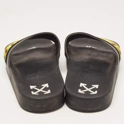 Off-White Black/Yellow Nylon Industrial Belt Slides Size 41