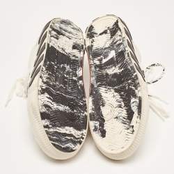 Pre Owned Off-White White/Black Calf Hair Vulcanized Low Sneakers Size 42