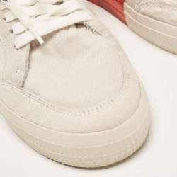 Pre Owned Off-White White/Black Calf Hair Vulcanized Low Sneakers Size 42