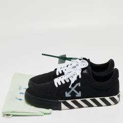 Pre Owned Off-White White/Black Canvas Vulcanized Low Top Sneakers Size 43