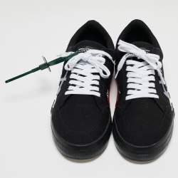 Pre Owned Off-White White/Black Canvas Vulcanized Low Top Sneakers Size 43