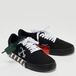 Pre Owned Off-White White/Black Canvas Vulcanized Low Top Sneakers Size 43