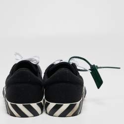 Pre Owned Off-White White/Black Canvas Vulcanized Low Top Sneakers Size 43