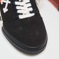 Off-White Black Canvas Vulcanized Striped Low Top Sneakers Size 41 