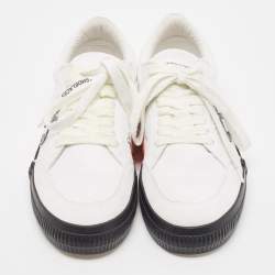 Pre Owned Off-White White Canvas Vulcanized Low Top Sneakers Size 42