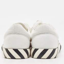 Pre Owned Off-White White Canvas Vulcanized Low Top Sneakers Size 42