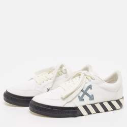 Pre Owned Off-White White Canvas Vulcanized Low Top Sneakers Size 42