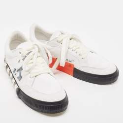 Pre Owned Off-White White Canvas Vulcanized Low Top Sneakers Size 42
