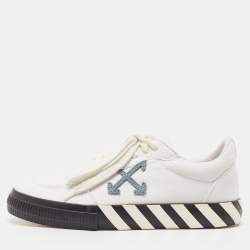 Pre Owned Off-White White Canvas Vulcanized Low Top Sneakers Size 42
