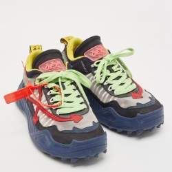 Pre Owned Off- White Multicolor Leather and Mesh Odsy Sneakers Size 43