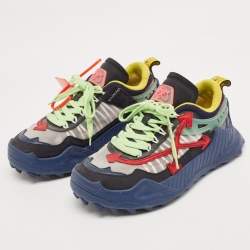 Pre Owned Off- White Multicolor Leather and Mesh Odsy Sneakers Size 43