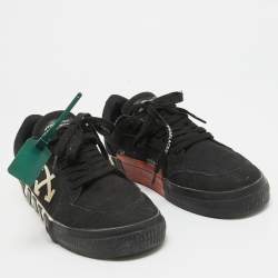 Off-White Black Canvas Vulcanized Low Top Sneakers Size 42
