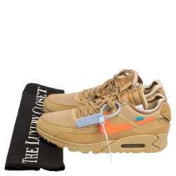 Pre Owned Off-White x Nike Beige Mesh And Suede Air Max 90 Desert Ore Sneakers Size 44
