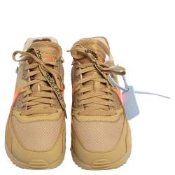 Pre Owned Off-White x Nike Beige Mesh And Suede Air Max 90 Desert Ore Sneakers Size 44