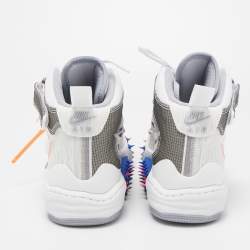 مملوكة مسبقًا  Off-White X Nike White Nylon and Mesh  Force 1 mid  Virgil Abloh Sneakers Size 42.5