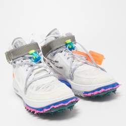 مملوكة مسبقًا  Off-White X Nike White Nylon and Mesh  Force 1 mid  Virgil Abloh Sneakers Size 42.5