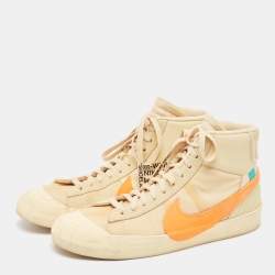 Off-White x Nike Beige Mesh And Leather Mid Blazer High Top Sneakers Size 46