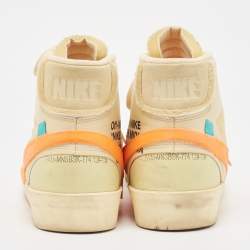 Off-White x Nike Beige Mesh And Leather Mid Blazer High Top Sneakers Size 46