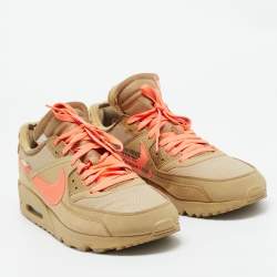Off-White x Nike Beige Fabric and Suede Air Max 90 Desert Ore Sneakers Size 46