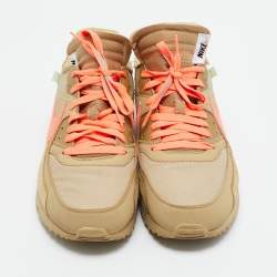 Off-White x Nike Beige Fabric and Suede Air Max 90 Desert Ore Sneakers Size 46