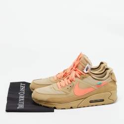 Off-White x Nike Beige Fabric and Suede Air Max 90 Desert Ore Sneakers Size 46