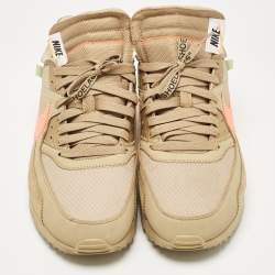 Off-White x Nike Beige Fabric and Suede Air Max 90 Desert Ore Low Top Sneakers Size 43