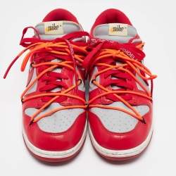 مملوكة مسبقًا Off-White x Nike Red/Grey Leather Lace Up Sneakers Size 43
